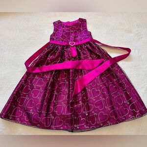 Love Kids Dress in Magenta with Heart Design Belted Size 4